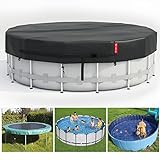 18 Ft Round Pool Cover, Solar Covers for Above Ground Pools, Inground Pool Cover Protector,Hot Tub Cover with Drawstring and Magic Tape Design to Keep Sturdy,Waterproof and Dustproof (Black)