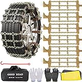 AutoChoice 6 Packs Car Snow Chains Emergency Anti Slip Tire Chains with Thickened Manganese Steel for Truck SUV in Snow, Ice, Sand and Mud(Tire Width 195-235mm)