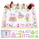 SGAGO Water Doodle Mat, 59 x 43'' Water Drawing Mat with Large Area for Doodle, Toddler Girl Toys Extra Large Water Coloring Mat, Educational Toys for Age 3 4 5 6 7 8 Year Old Girls Toddler Gift