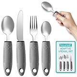 Nourislif Adaptive Utensils, Adaptive Utensils 4pcs for Hand Tremors,Elderly, Arthritis,Parkinsons-Built Up Utensils for Adults–Easy Grip Aids Handle–2.5oz Each Weighted Silverware for Hand Tremors