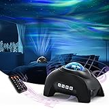 Northern Lights Aurora Projector, AIRIVO Star Projector Bluetooth Music Speaker, White Noise Night Light Galaxy Projector for Kids Adults , for Home Decor Bedroom/ Ceiling/Party (Black)