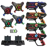 ArmoGear Rechargeable Laser Tag | Laser Tag Guns & Vests Set of 4 with Digital LED Score Display Vests | Lazer Tag Gift Toy for Teen Kids | Indoor & Outdoor Play Toy for Boys & Girls | Ages 8-12 +