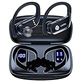 bmanl Wireless Earbuds Bluetooth Headphones 48hrs Play Back Sport Earphones with LED Display Over-Ear Buds with Earhooks Built-in Mic Headset for Workout Black