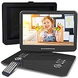 WONNIE 16.9' Portable DVD/CD Player with 14.1' Large Swivel Screen, Car Headrest Case, 6 Hrs 5000mAH Rechargeable Battery, Regions Free, Support USB/SD Card/ Sync TV, High Volume Speaker
