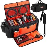 Timoxi Large DJ Bag Built-in Sturdy Support Board，DJ cable bag with 9 Detachable Divider & Padded Shoulder Strap，gig bag for Professional DJ Gear, Musical Instrument and Accessories