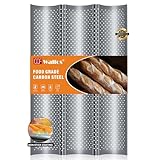 Walfos Baguette Pan for Baking, Perforated French Bread Baking Pan, Heat Resistant Non-Stick 3 Loaves Baguette Tray Baking Mold, 15' x 9.6'