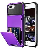 Vofolen Case for iPhone 8 Plus Case Wallet Card Holder ID Slot Scratch Resistant Dual Layer Protective Bumper Rugged TPU Rubber Armor Hard Shell Cover for iPhone 6 Plus 6s Plus 7 Plus 8 Plus (Purple)
