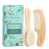 GREENTH PRO Baby Hair Bush and Comb Set -Nature Lotus Wood with Soft Goat Bristle and Pear Wood Comb for Newborns & Toddlers, Ideal for Cradle Cap
