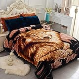 JML Fleece Blanket, Plush Blanket King Size 85' x 93', 10 Pounds Heavy Korean Mink Blanket - Silky Soft and Warm, 2 Ply A&B Printed Raschel Bed Blanket, Wolfs