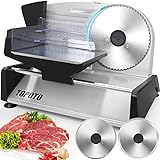 Meat Slicer TOPOTO Meat Slicer Machine Home Use 2 7.5' Blades 0-15mm Adjustable Thickness Electric Household Slicing Machine Deli Food Slicers for Meat, Cheese, Bread, Veg