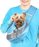 Cuddlissimo! Pet Sling Carrier - Small Dog Puppy Cat Carrying Bag Purse Pouch - For Pooch Doggy Doggie Yorkie Chihuahua Baby Papoose Bjorn - Travel Front Backpack Chest Body Holder Pack To Wear (Blue)