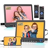 DESOBRY 10.5' Portable DVD Player for Car, Car DVD Player Dual Screen with 1080P HDMI Input Headrest Mounting Bracket Play A Same or Two Different Movies 5-Hour Battery, Support USB, Region Free