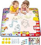 KIZZYEA Educational Toy for 2 3 4 5 Years Old Kids, Water Doodle Mat, Kids Large Aqua Coloring Mat, Drawing Mat with Neon Colors, Christmas Birthday Gifts for Toddlers, Boys, Girls