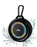 SKYWING Bluetooth Shower Speaker, Soundace S6 IPX7 Waterproof Portable Speaker with Suction Cup Hook Lanyard TWS RGB Lights,Wireless Mini Speaker for Bike,Boating,Hiking Outdoor(Black)