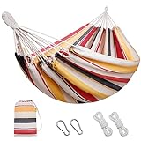 Double Hammock with 9.8FT2 Rope, Portable 2 Persons Hammock with Carrying Bag- Patio Hammock Hanging Camping Bed for Patio, Backyard, Porch, Outdoor and Indoor Use