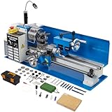 Mini Metal Lathe Machine, 7'' x 14'', 550W Precision Benchtop Power Metal Lathe, 0-2500 RPM Continuously Variable Speed, with Movable Lamp, 3-jaw Metal Chuck Tool Box for Processing Precision Parts