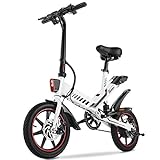 Electric Bike, Sailnovo Electric Bicycle with 18.5mph 37Miles Electric Bikes for Adults Teens E Bike with Pedals, 14' Waterproof Folding Mini Bikes with Dual Disc Brakes, 36V 10.4Ah Battery