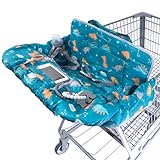 Lumiere Baby Shopping Cart Cover for Baby and Toddler - 2-in-1 High Chair Cover | 360 Full Protection, Patented Roll-in Style Pouch, Universal Fit, Machine Washable Great Gift Ideas for Mom (Dinosaur)