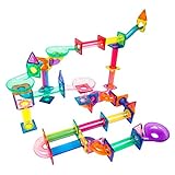 PicassoTiles Marble Run 120 Piece Magnetic Building Blocks Magnet Tile Construction Toy Playset STEM Learning Educational Block Child Brain Development Kids Toys for Boys and Girls Age 3 and Up