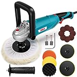 ENEACRO Polisher, Rotary Car Buffer Polisher Waxer, 1200W 7-inch/6-inch Variable Speed 1500-3500RPM, Detachable Handle Perfect for Boat,Car Polishing and Waxing