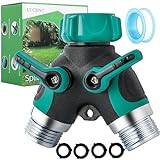 Hose Splitter 2 Way 3/4 Inch Faucet Y Connector With Shut Off Valve,Garden Hose Splitter With 4 Leakproof Washers 1 Tape As Gift,Garden Supplies Hose Splitter Adapter For Indoor Or Outdoor Faucets