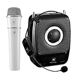 Bluetooth Voice Amplifier Wireless Portable Microphone and Speaker, 25W Personal Pa System Karaoke Speaker wtih 2 UHF Wireless Mics, Portable Pa System for Teaching Speaking Singing Outdoors Indoors