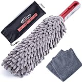 Car Duster Interior by TAKAVU, 360° Microfiber Fingers, Unbreakable Comfort Handle, Lint and Scratch Free, Include Microfiber Towel, for Car & Home Use, The Best Auto Accessories