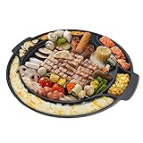 Eutuxia Master Grill Pan for Korean BBQ, 15', Stovetop Nonstick Smokeless Scratch-Resistant, Oil Draining Hole, Safety Hand Grip, For Grilling Vegetable Egg Meat Garlic Cheese Kimchi Made in Korea
