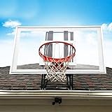 Basketball Hoop Roof Mount, Includes 60'' Crystal-Clear Tempered Glass Backboard, Durable Steel Universal Bracket and Breakaway Rim with Net