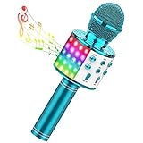 Karaoke Microphone for Kids, Wireless Bluetooth Portable Handheld Karaoke, Adults Speaker Machine Loud with LED Light, Car Singing Home KTV