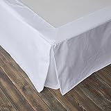 BISELINA French Linen Wrap Around Bed Skirt with Pleated Corner 14-Inch Tailored Drop Natural Flax Cotton Blend Basic Soft Cozy (14' Queen, White)