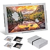 Sunix 2000 Pieces Jigsaw Puzzle Board, Foldable Puzzle Mat with Non-Slip Surface, 4 Sorting Trays, 46' x 31' Extra Large Portable Puzzle Board Puzzle Keeper, Felt Puzzle Table Top for Adults and Kids