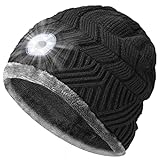 LED Beanie Hat with Light - Stocking Stuffers Gifts for Men Women Flashlight Beanie with Headlamp Winter Cap for Running Hunting Camping Rechargeable Hat with Headlight Christmas Gifts for Dad Kids