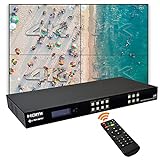 J-Tech Digital 4k 2x2 4K60Hz HDMI Video Wall Controller Multiviewer Seamless Switch Matrix | 4K60Hz Input and 4K30Hz Output, Supports HDMI, HDCP, RS-232, LAN, Downscale & Upscale, Web Control
