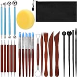 Blisstime Polymer Clay Tools 24pcs Air Dry Clay Tools, Dotting Tools Modeling Clay Tools Clay Scultping Tools, Clay Tool Kit with Bag for Polymer Clay, Air Dry Clay, Modeling Clay, Foam Clay