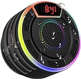 BassPal Bluetooth Speakers, IPX7 Waterproof Shower Speaker, Portable Speaker with LED Display, FM Radio, Suction Cup, Light Show, Built-in Mic, Best Gifts for Pool Beach Home Party Travel Outdoors