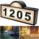 Solar House Numbers Address Sign,IP65 Waterproof Solar Address Plaque for Outside,3200K Warm & 6500k Cold LED Illuminated House Numbers for Outdoor Wall Mounted & Home Yard Ground Address Number