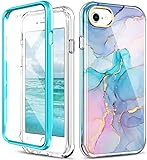DT Compatible for iPhone SE 2020 2nd Generation, iPhone 8 and iPhone 7 4.7-Inch Case Built with Screen Protector, Lightweight and Stylish Full Body Shockproof Protective Rugged TPU Case (Marble)