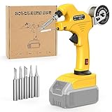 Cordless Soldering Iron Kit for DeWALT 18V 20V Max Battery, 30W Automatic Feed One Hand-held Soldering Iron with 50g 0.04’’ Solder Wire & 5pcs Solder Tips for Jewelry Making, Electronics Repairing