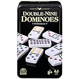 Double Nine Dominoes Set in Storage Tin, for Families and Kids Ages 8 and up