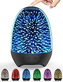 Aiscool Night Light Bluetooth Speaker, 3D Glass Music Bedside Table Lamp with 7 Colors, LED Touch Night Lamp Rechargeable Portable Lamp Gifts for Girls, Boys, Women, Men, Dad, Mom(Galaxy Black)