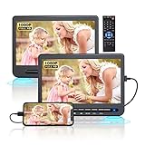 DESOBRY 10.5' Portable DVD Player for Car, Car DVD Player Dual Screen with HDMI Input, 5-Hour Rechargeable Battery, HD Transmission, Headrest DVD Player Supports USB, Last Memory (1 Player+1 Monitor)