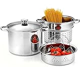 Cook N Home 4-Piece 8 Quart Multipots, Stainless Steel Pasta Cooker Steamer