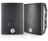VOYZ Wall Mounted Speakers 2-Way Speakers 100 Watts High Performance Indoors Outdoors Passive Loudspeaker All Weather Resistance with Swivel Mounting Brackets Black Sold in Pairs (VZ-204B)
