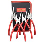 TOOLEAGUE 4 Pcs Snap Ring Pliers Set, Circlip Pliers, 9 inches Internal/External Heavy Duty for Ring Remover Retaining Straight Bent Lock Ring Pliers Set