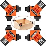 90 Degree Angle Clamps, Woodworking Corner Clip, Right Angle Clip Fixer, Set of 4 Clamp Tool with Adjustable Hand Tools (orange+black)
