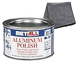 Met-all Aluminum Polish Cleans Polishes Heavy oxidation on Aluminum 16 oz + LARGE Microfiber Cloth Works Wonders on Chrome, Gold, Nickel, Platinum, Fiberglass, Pexiglass