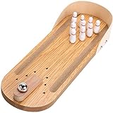 Table Top Mini Bowling Game Set - Tabletop Wooden Board Mini Arcade Desktop Tiny Bowling Shooting Alley Office Desk Stress Relief Gadgets Small Finger Toys Fun Gag Gifts for Men Adults Kids Teens Boys