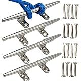VEITHI 8 inch 316 Stainless Steel Boat Cleat, Boat Dock Cleats Open Base, Cleats for Boat, Dock Cleats Rope Cleat with Fasteners (4 Pack)