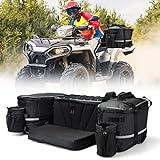 ATV Seat Bag, kemimoto Water-Resistant ATV Cargo Bag w/Soft Coolers, ATV Gear Bag Rear w/Cushion Compatible with Polaris Sportsman Rancher Rubicon Foreman Grizzly, Black